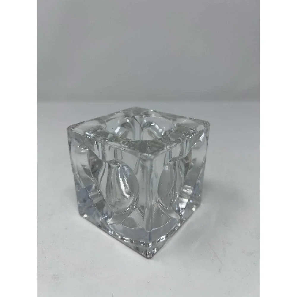 Hearts Inset‎ Clear Glass Square Votive Candle Holder 2 3/4